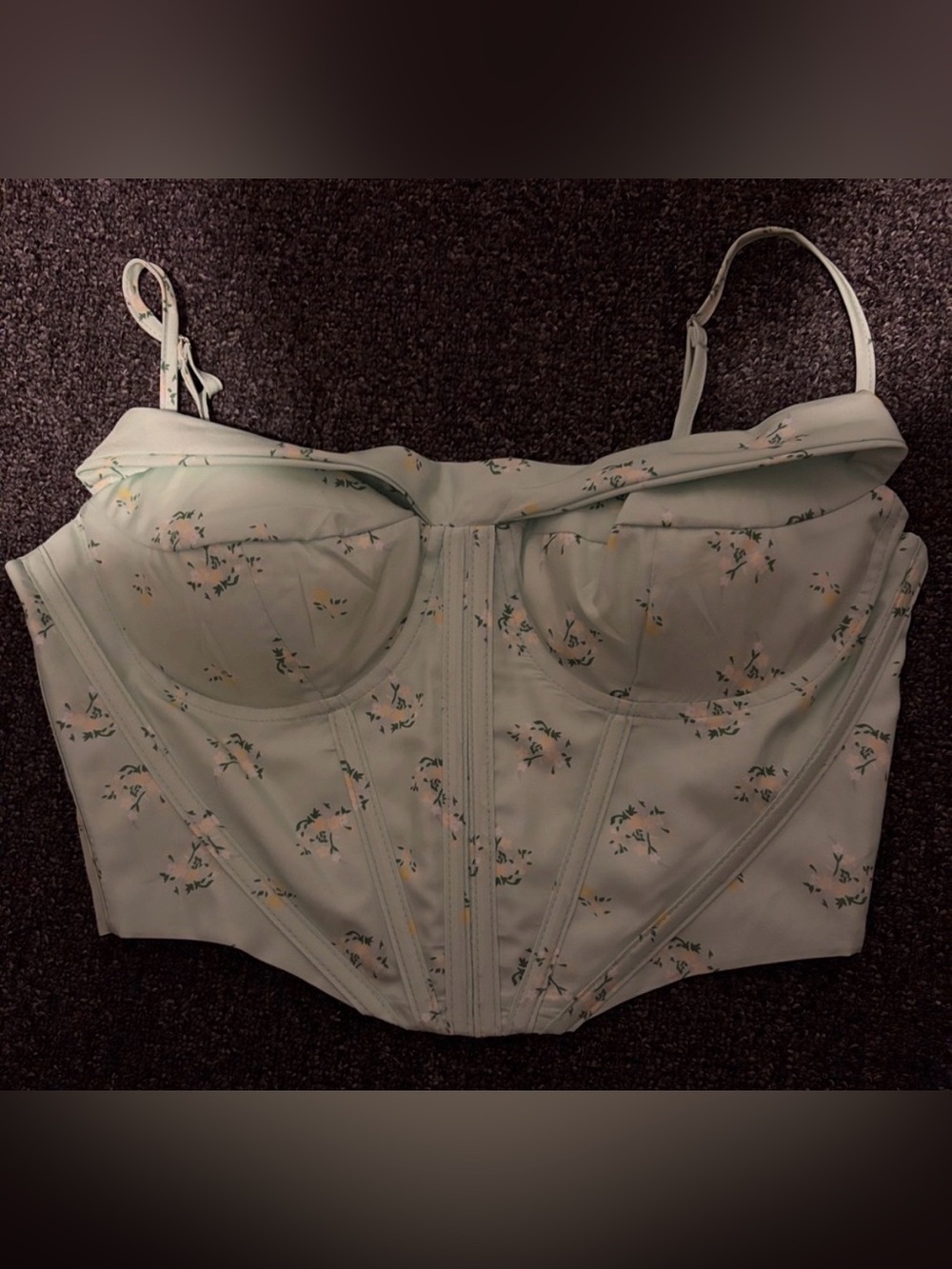 🌿 Sage Green Floral Bustier Corset Top | Medium 🌿